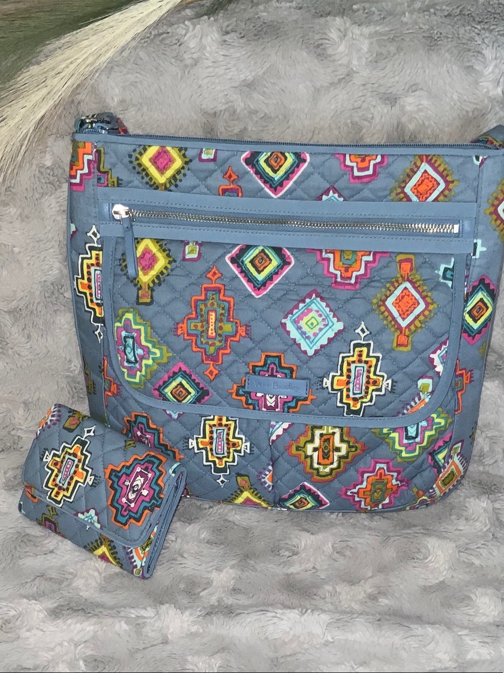 Vera Bradley Quilted Pattern Crossbody Bag&wallet - Picture 1 of 16